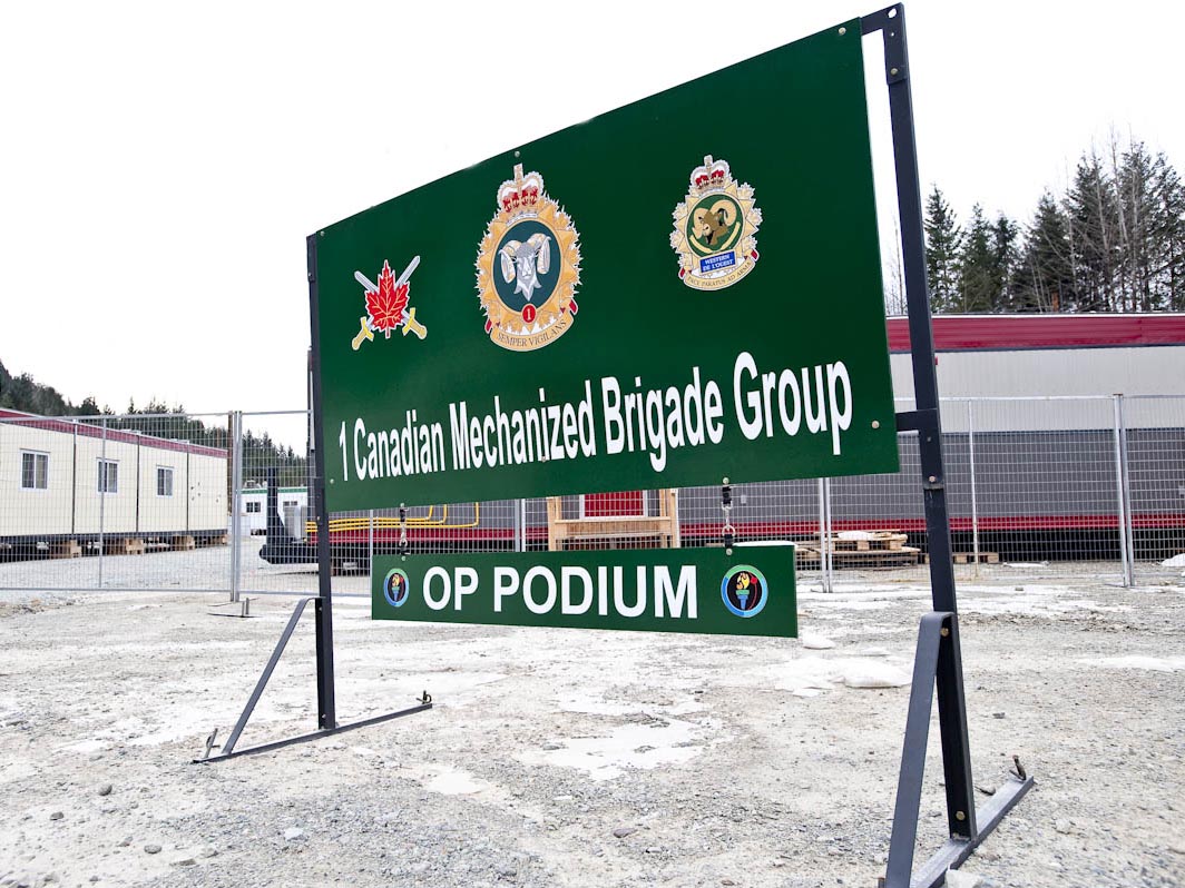 Canadian Mechanized Brigade Group OP Podium sign